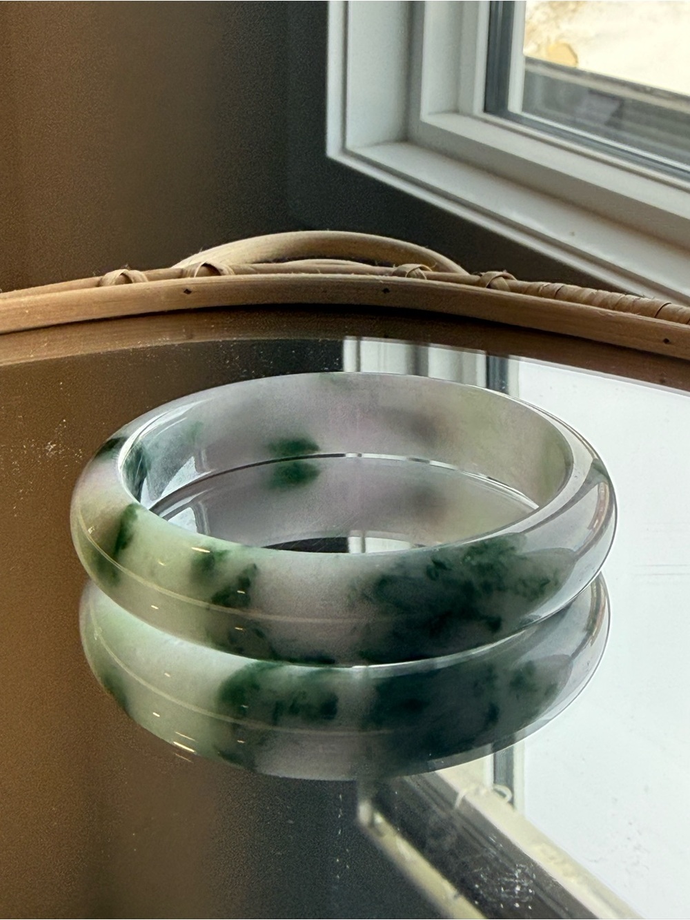 $4000CAD GIA Appraisal Jade-Inspired Green & White Bangle Bracelet size 58mm - Picture 11 of 14